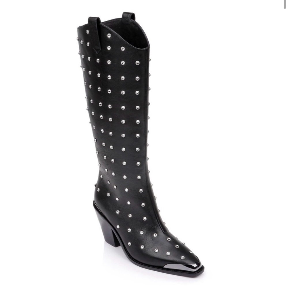 Studded Black Knee-High Boots